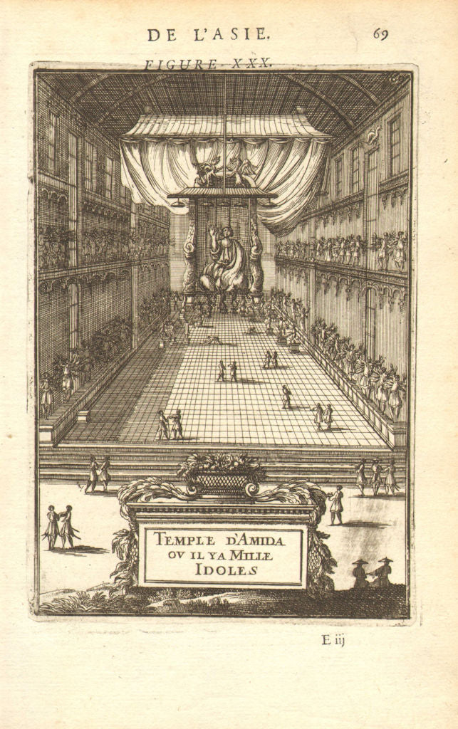 KYOTO. Amida temple of 1000 idols'Temple d'Amida' 京都市 Japan. MALLET 1683 print